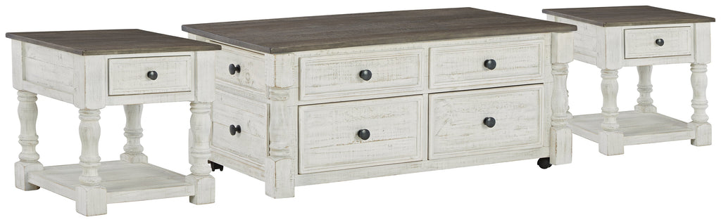 Havalance White/Gray Lift Top Coffee Table and 2 End Tables