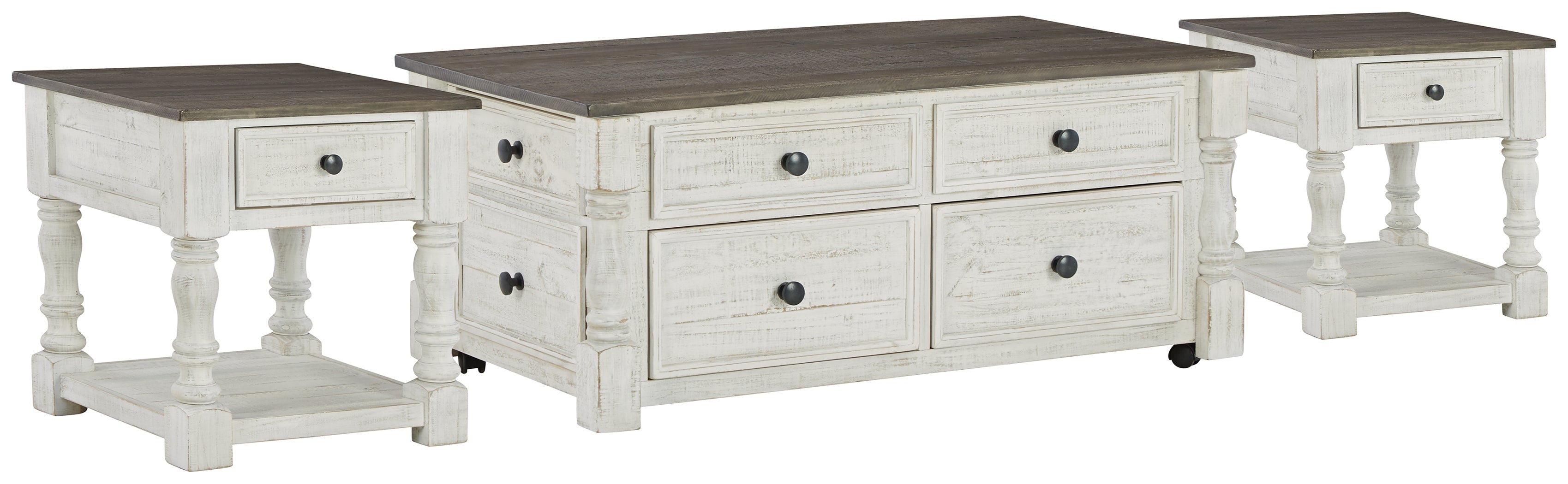 Havalance White/Gray Lift Top Coffee Table and 2 End Tables