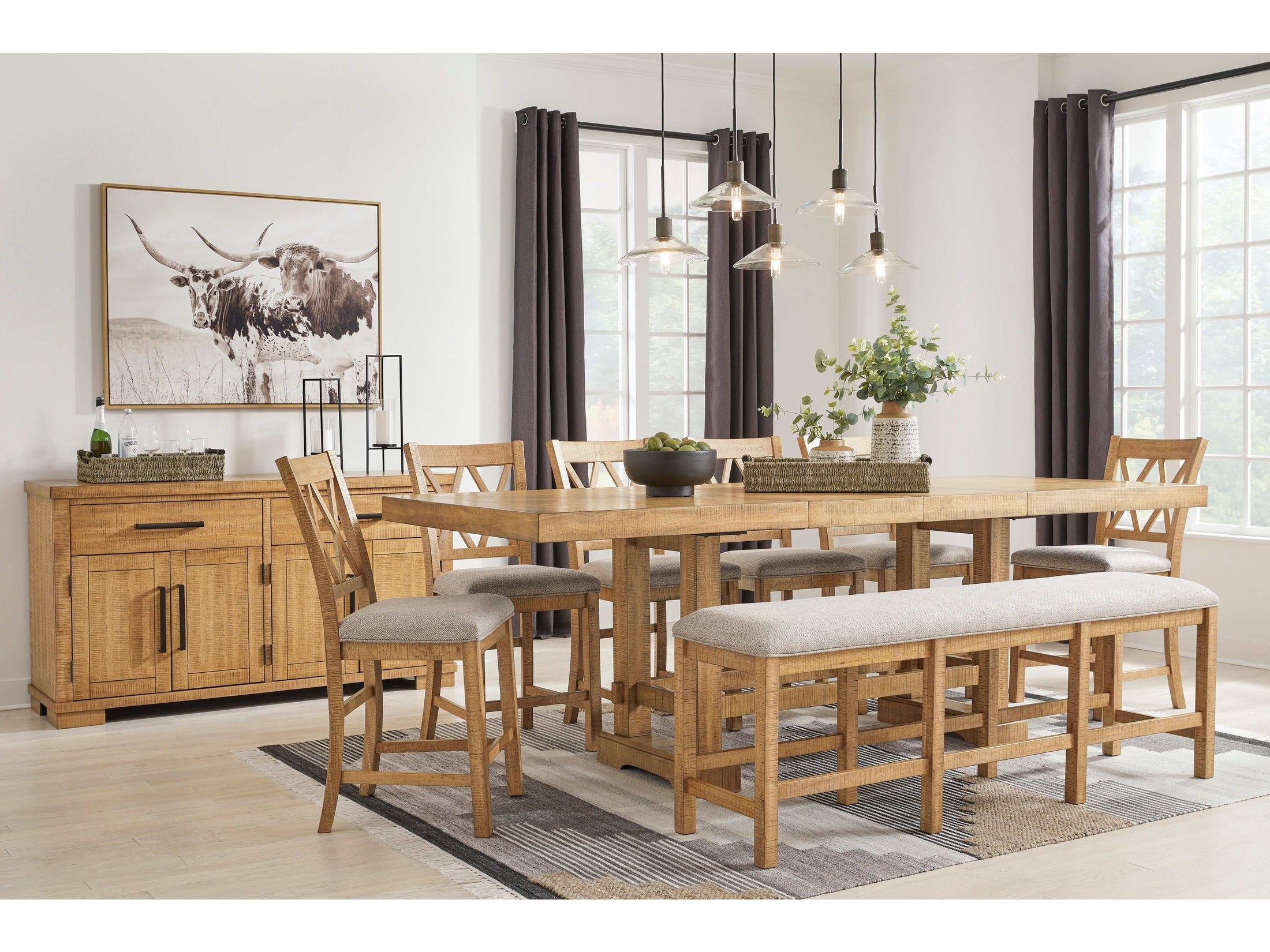 Havonplane Brown Counter Height Dining Room Set / 8pc