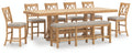 Havonplane Brown Counter Height Dining Table, 6 Barstools and Bench