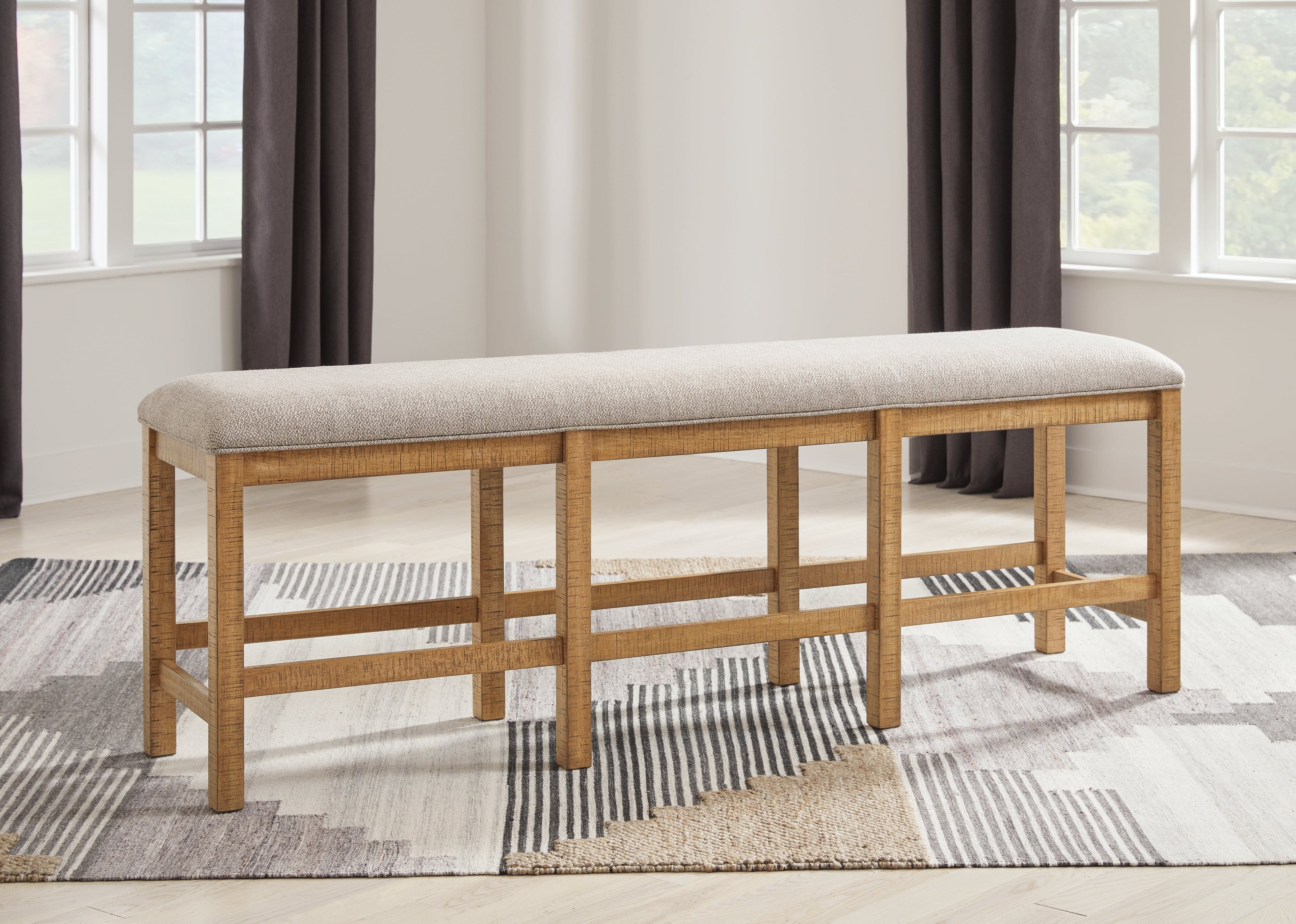 Havonplane Brown Counter Height Dining Table, 6 Barstools and Bench