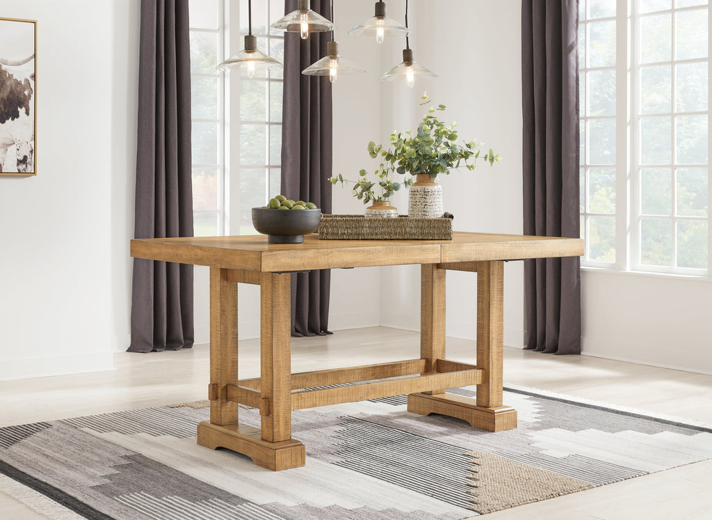 Havonplane Brown Counter Height Dining Table, 6 Barstools and Bench
