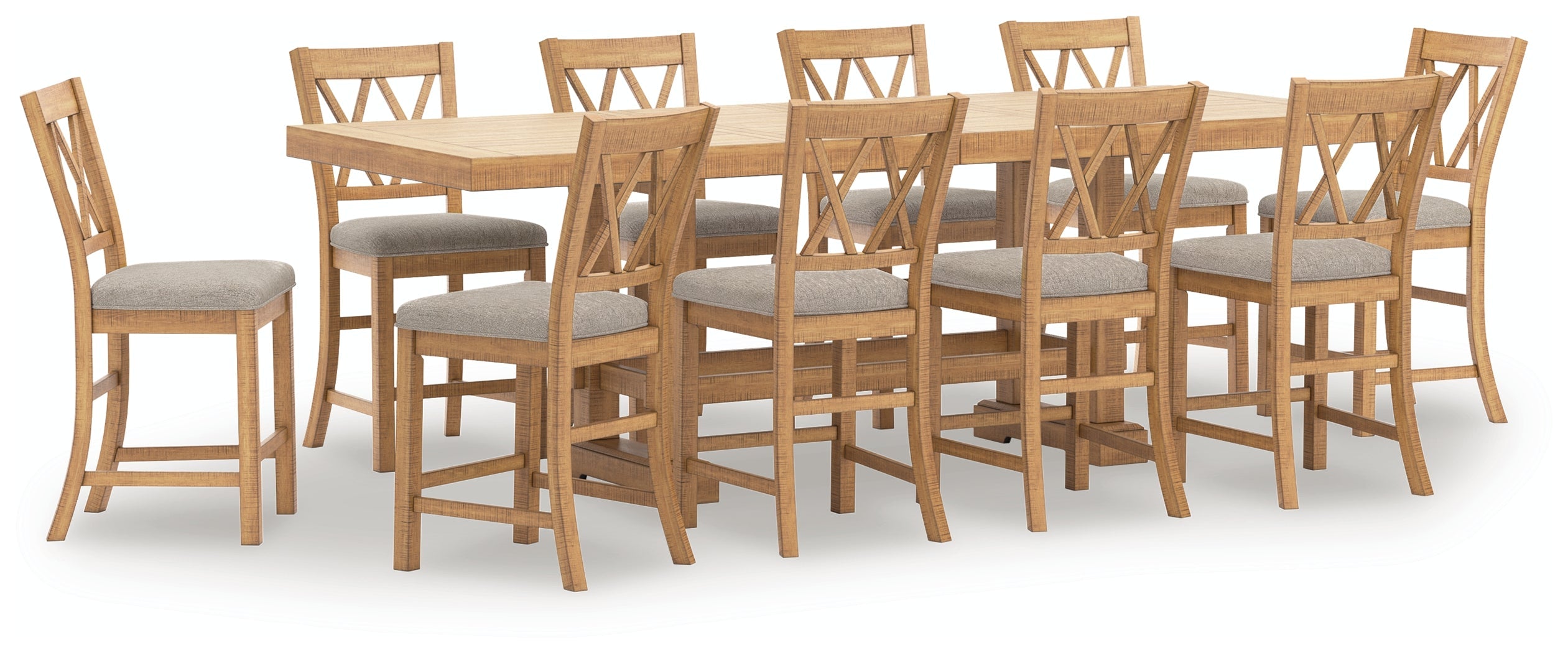 Havonplane Brown Counter Height Dining Table and 10 Barstools