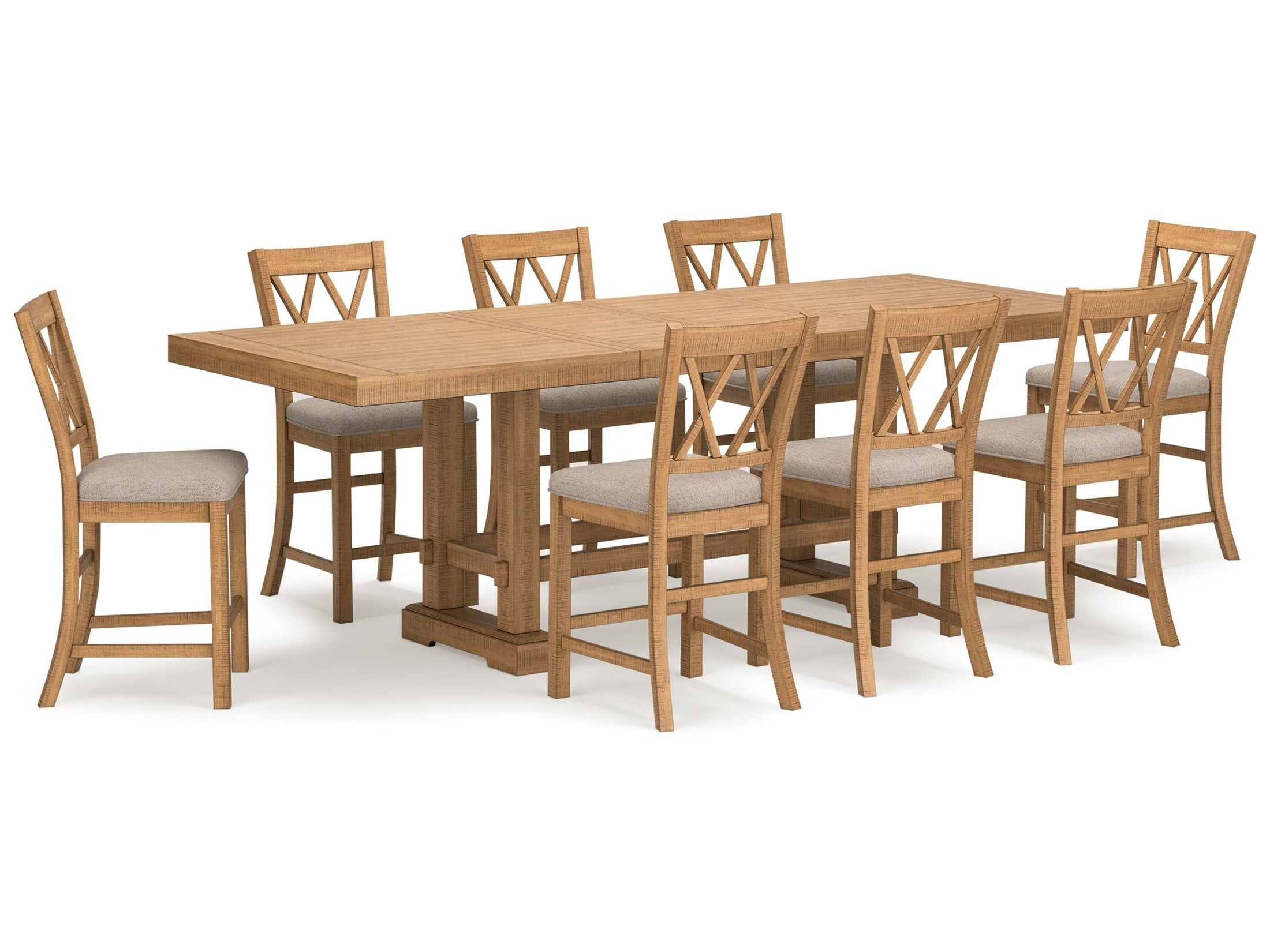 Havonplane Brown Counter Height Dining Table and 8 Barstools