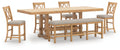 Havonplane Counter Height Extension Dining Table 4 Barstools and Bench, Brown