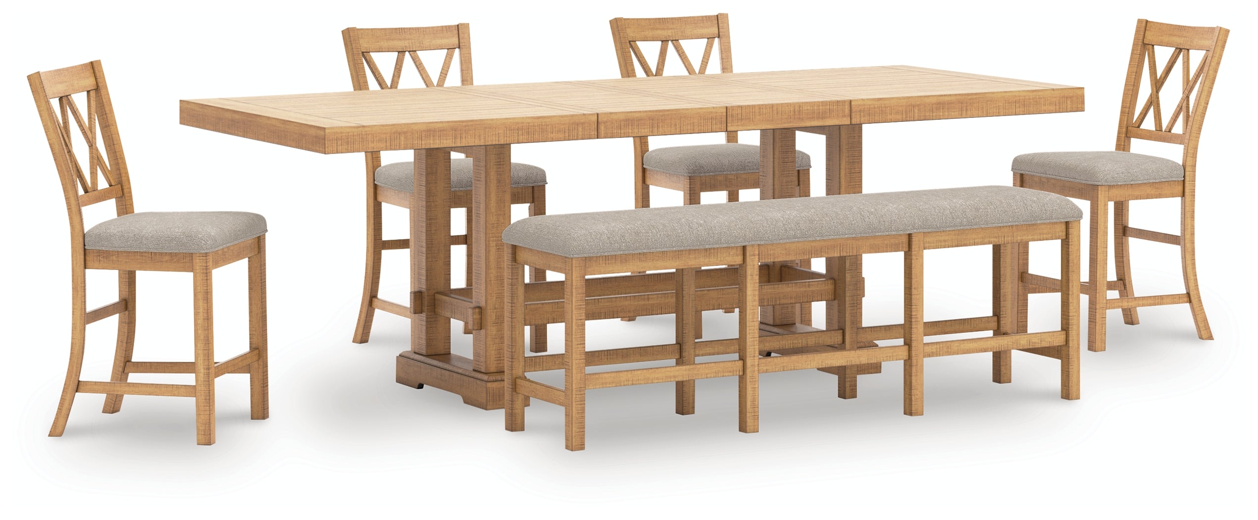 Havonplane Counter Height Extension Dining Table 4 Barstools and Bench, Brown