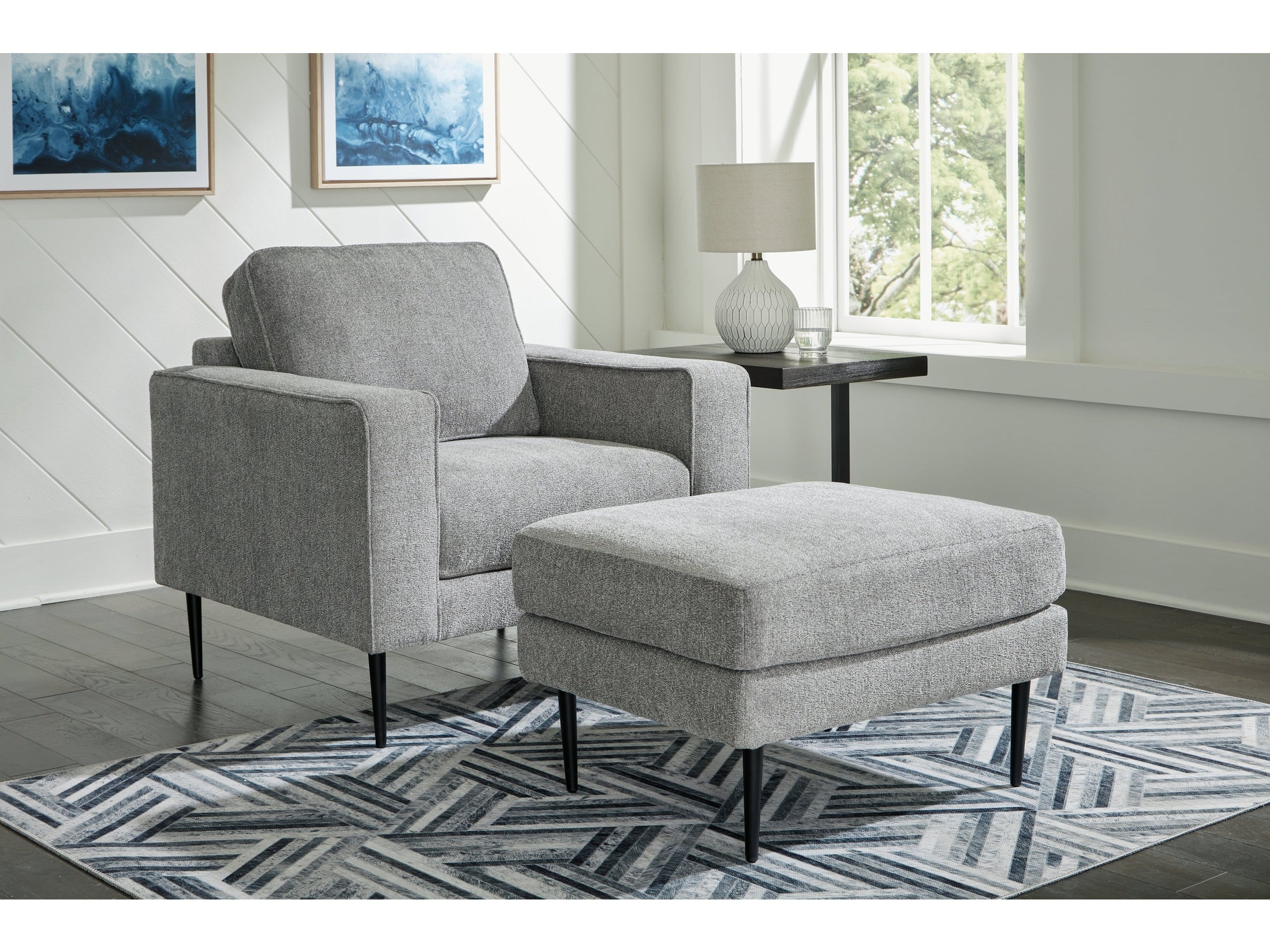 Hazela Charcoal Chair and Ottoman