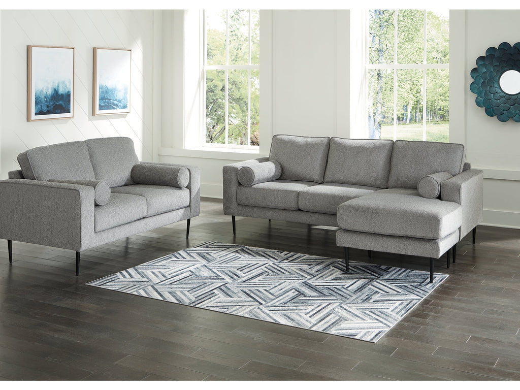 Hazela Charcoal Sofa Chaise and Loveseat