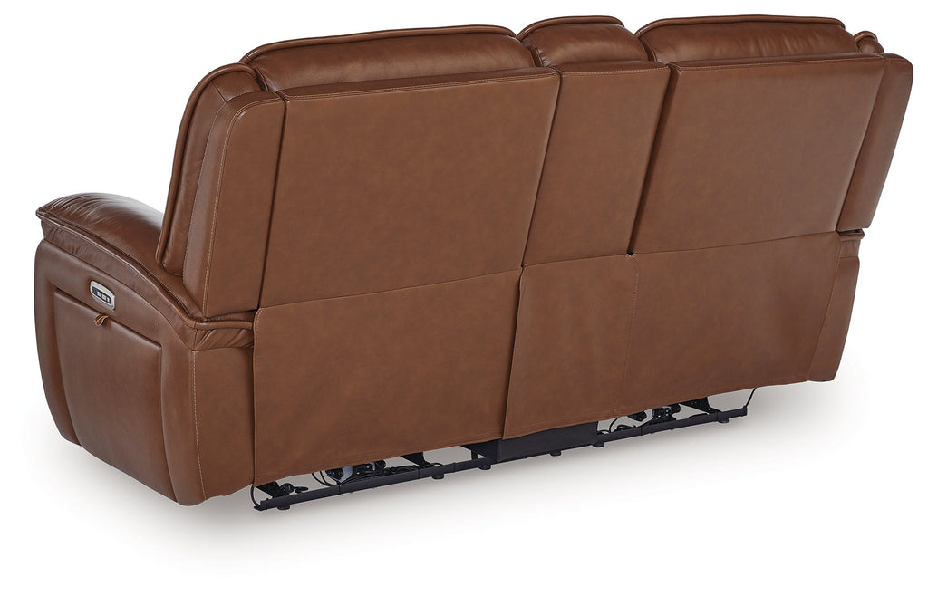 Healy Pier Chocolate Power Reclining Loveseat with Console