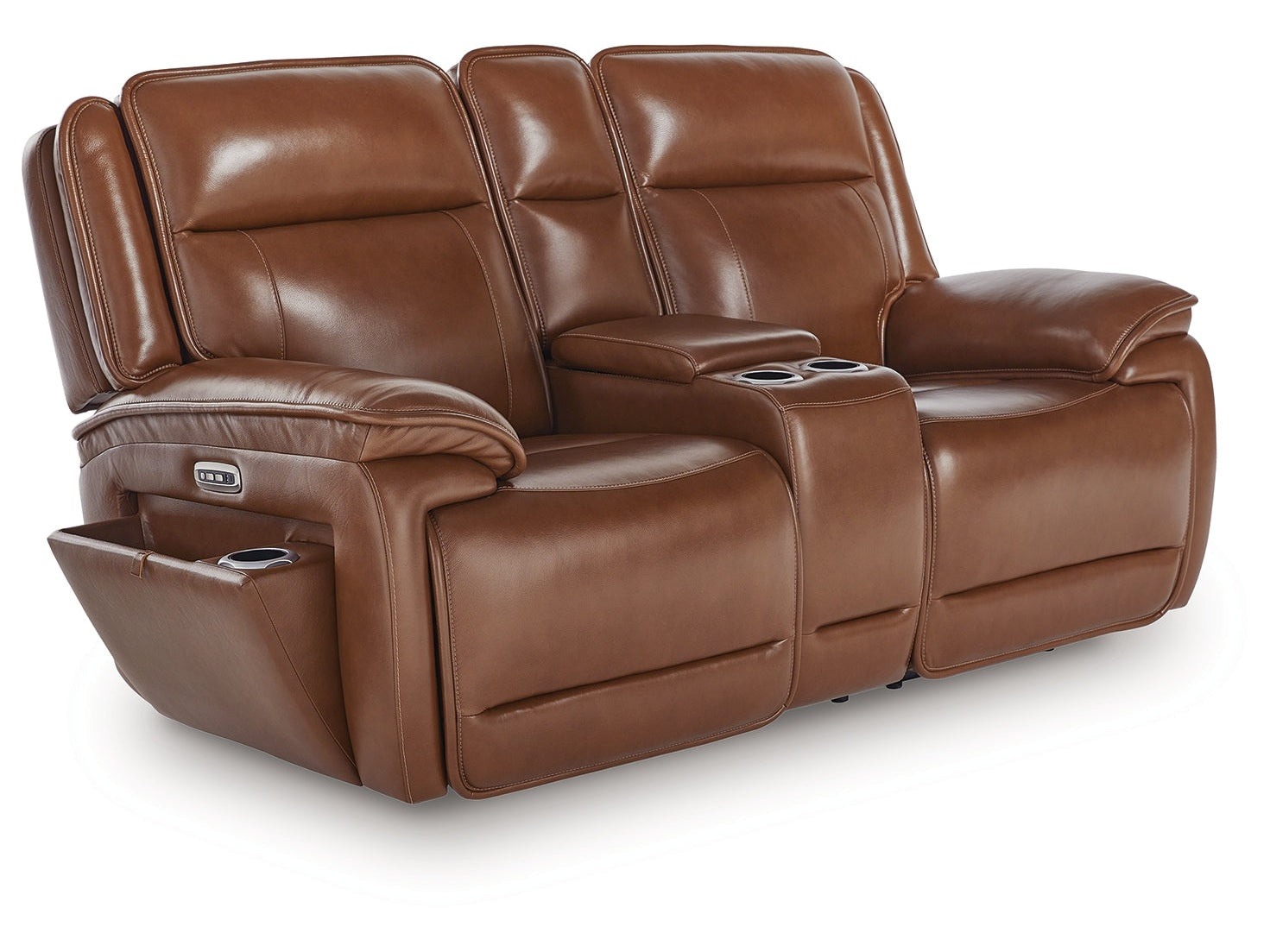 Healy Pier Chocolate Power Reclining Loveseat with Console