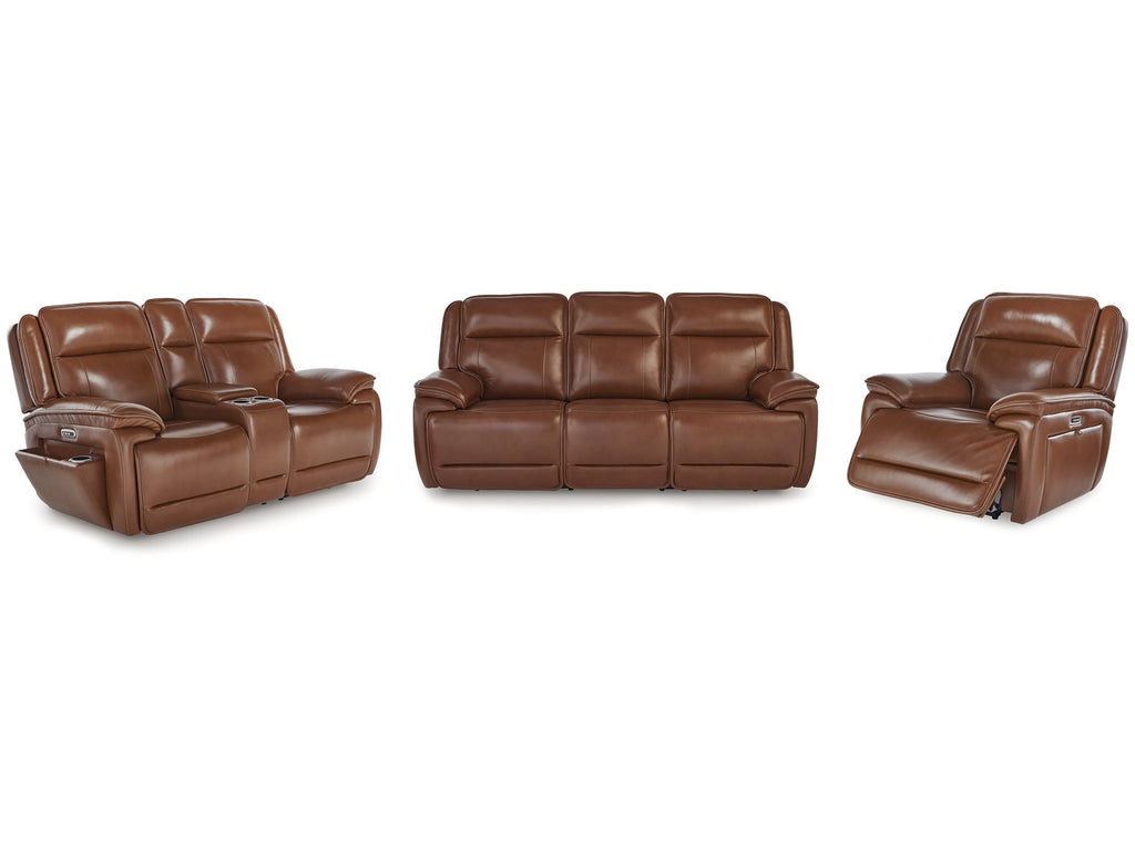 Healy Pier Chocolate Power Reclining Sofa, Loveseat and Recliner