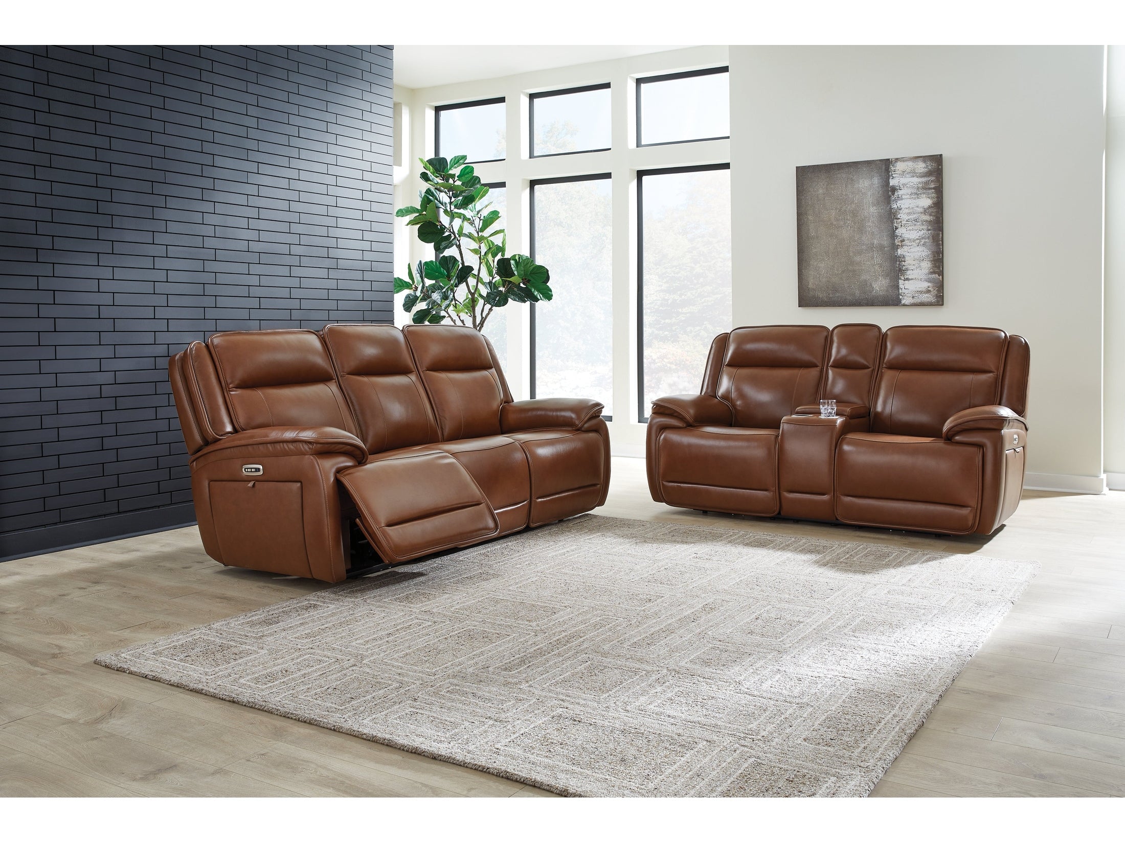 Healy Pier Chocolate Power Reclining Sofa and Loveseat