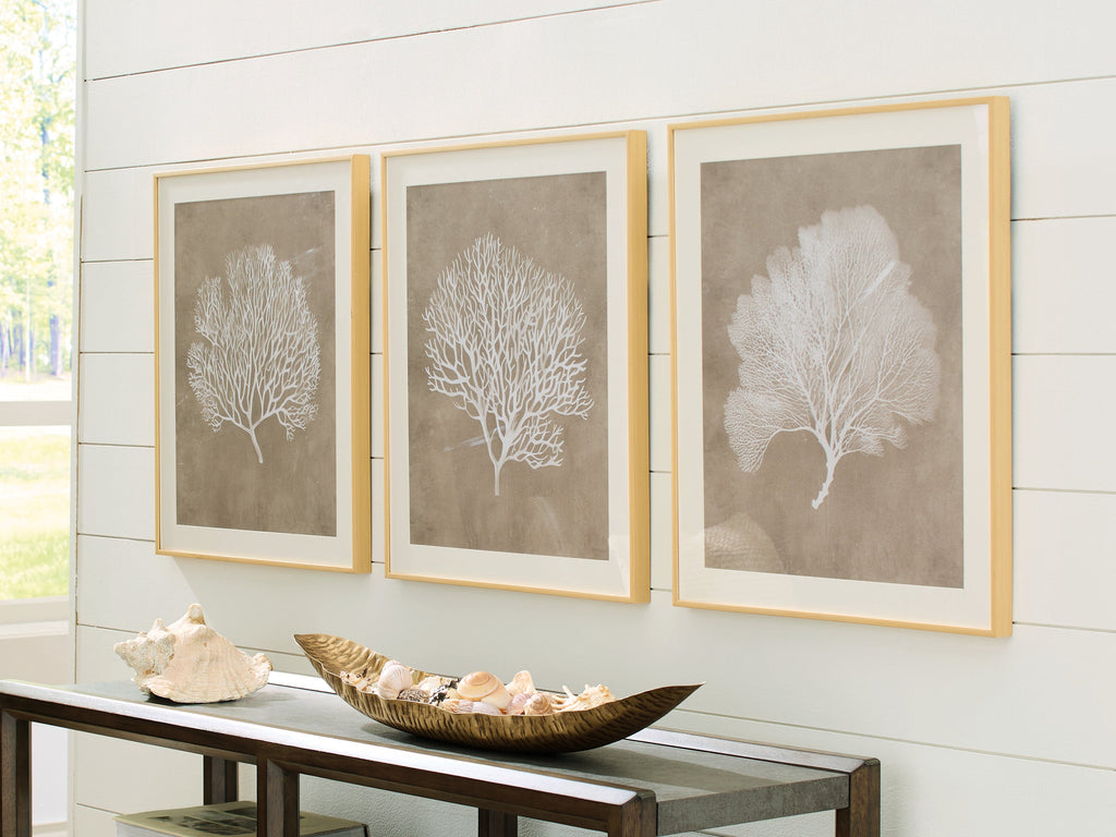Hendridge Taupe/White Wall Art Set (Set of 3)