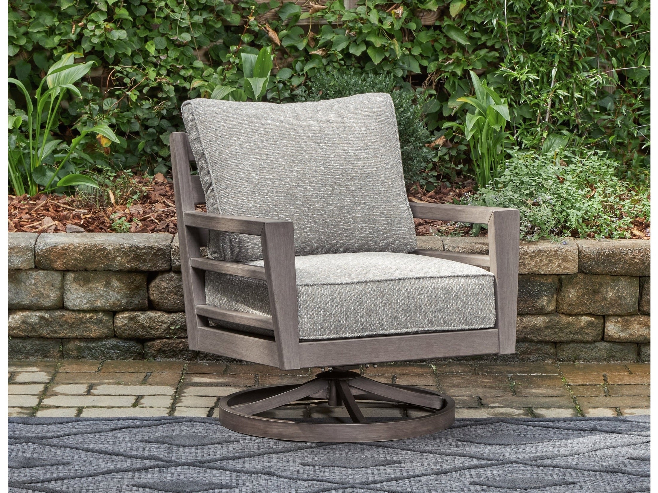 Hillside Barn Gray/Brown Outdoor Swivel Lounge with Cushion