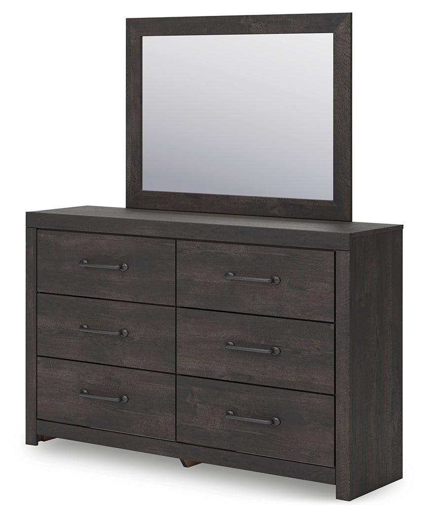 Hollivern Dark Gray Dresser & Mirror