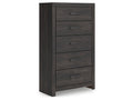 Hollivern Dark Gray Five Drawer Chest