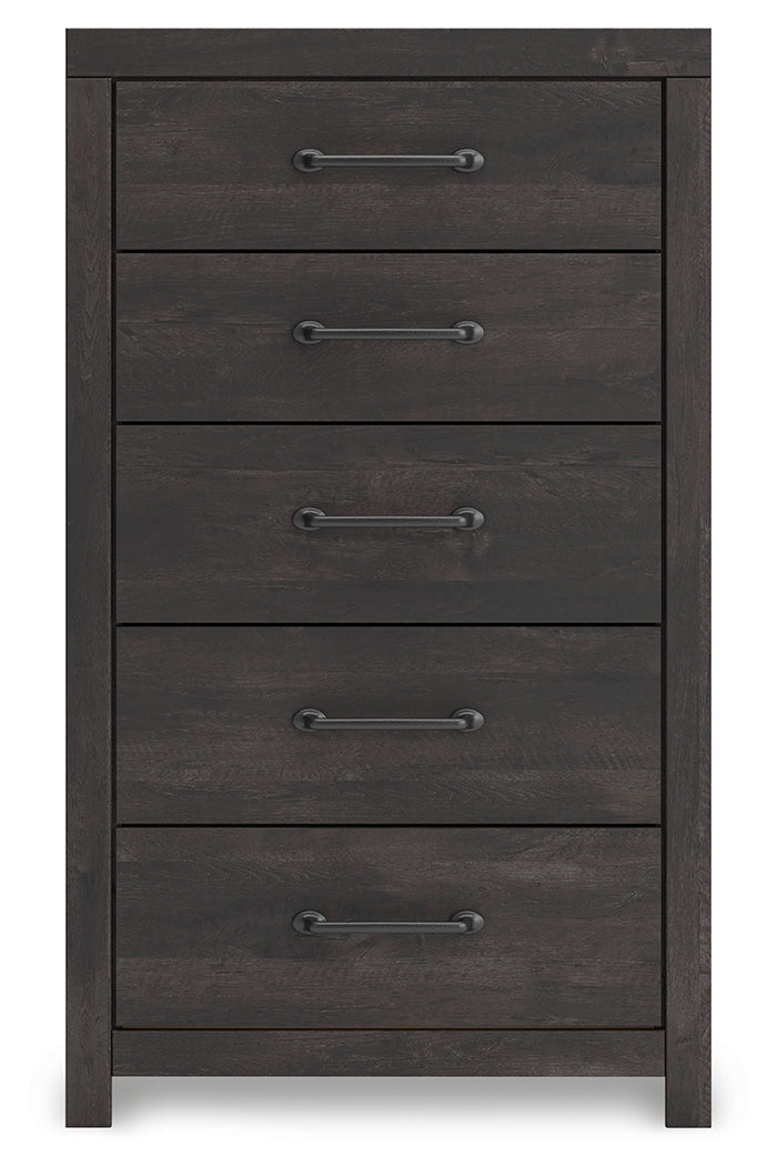 Hollivern Dark Gray Five Drawer Chest