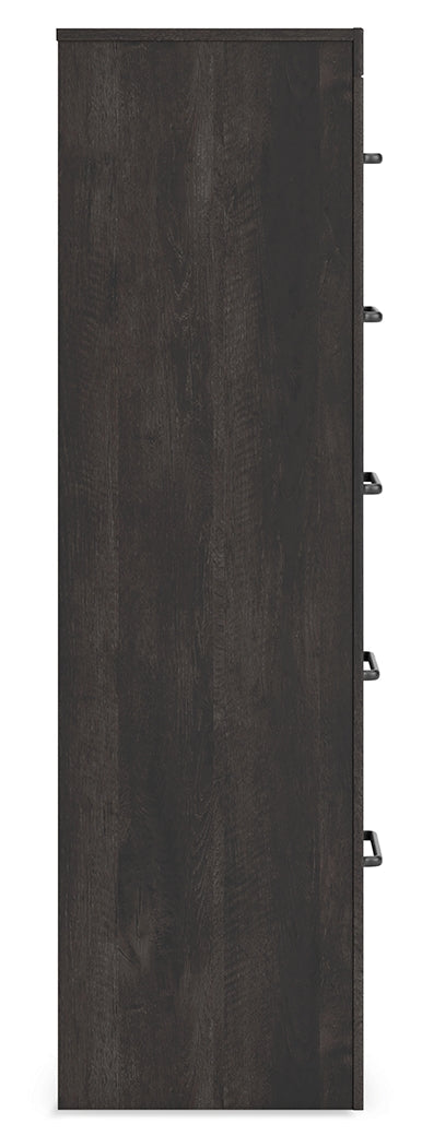 Hollivern Dark Gray Five Drawer Chest