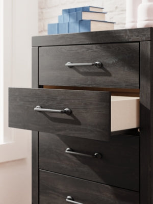 Hollivern Dark Gray Five Drawer Chest