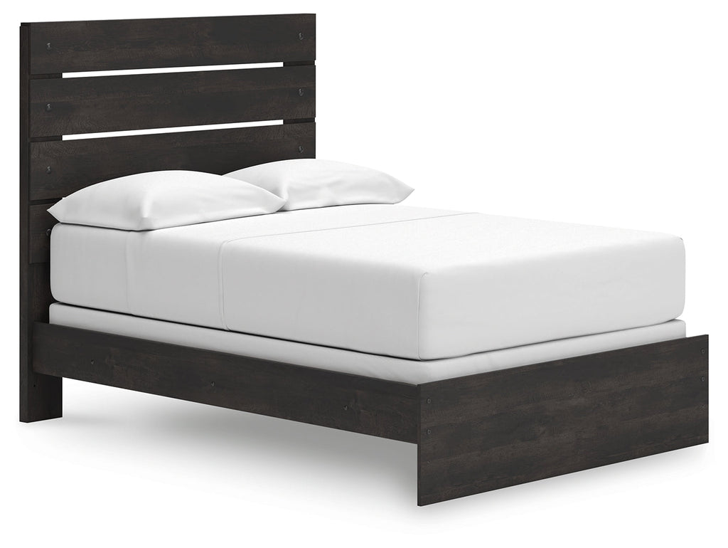 Hollivern Dark Gray Full Panel Bed, Dresser and Mirror