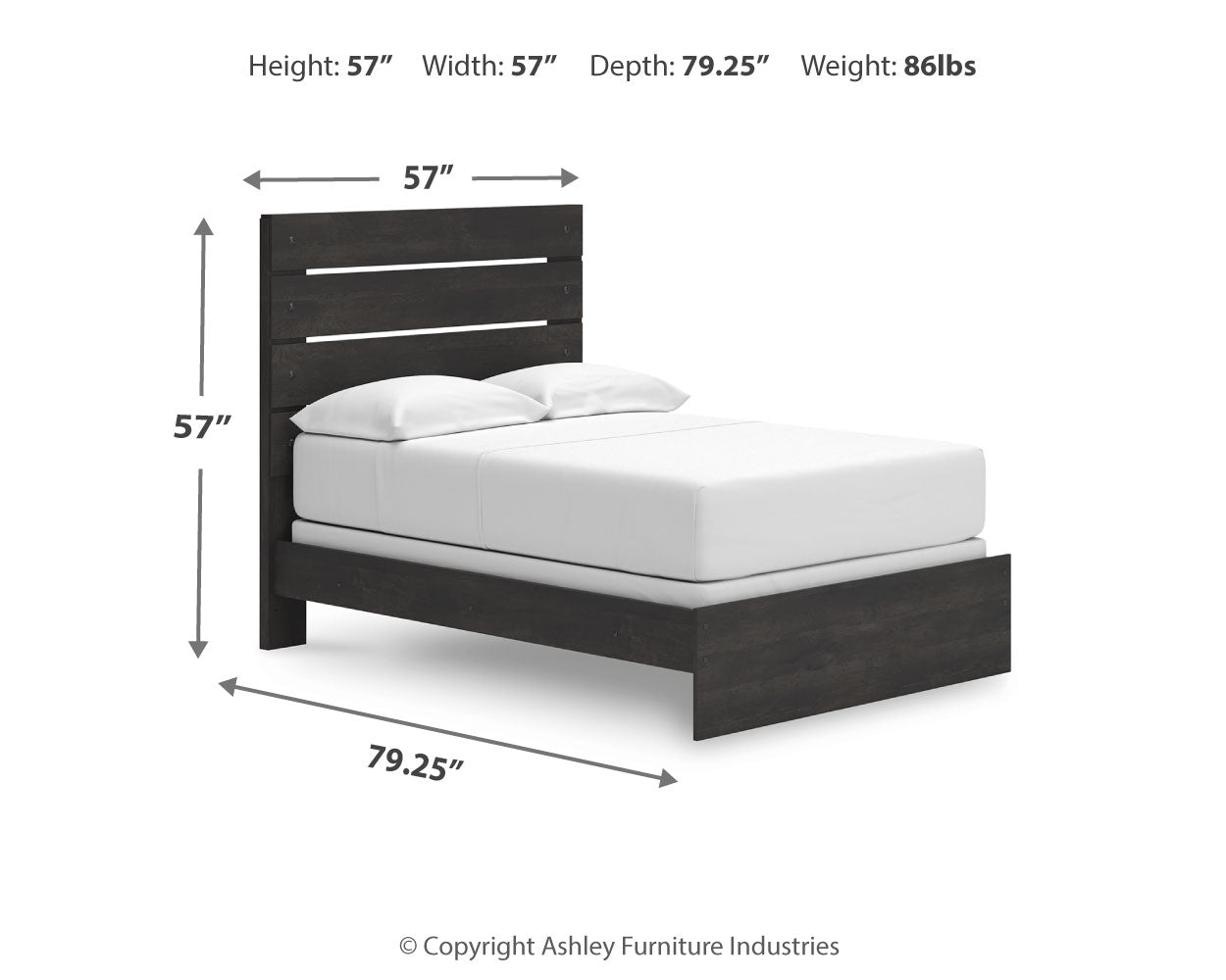 Hollivern Dark Gray Full Panel Bed, Dresser and Mirror