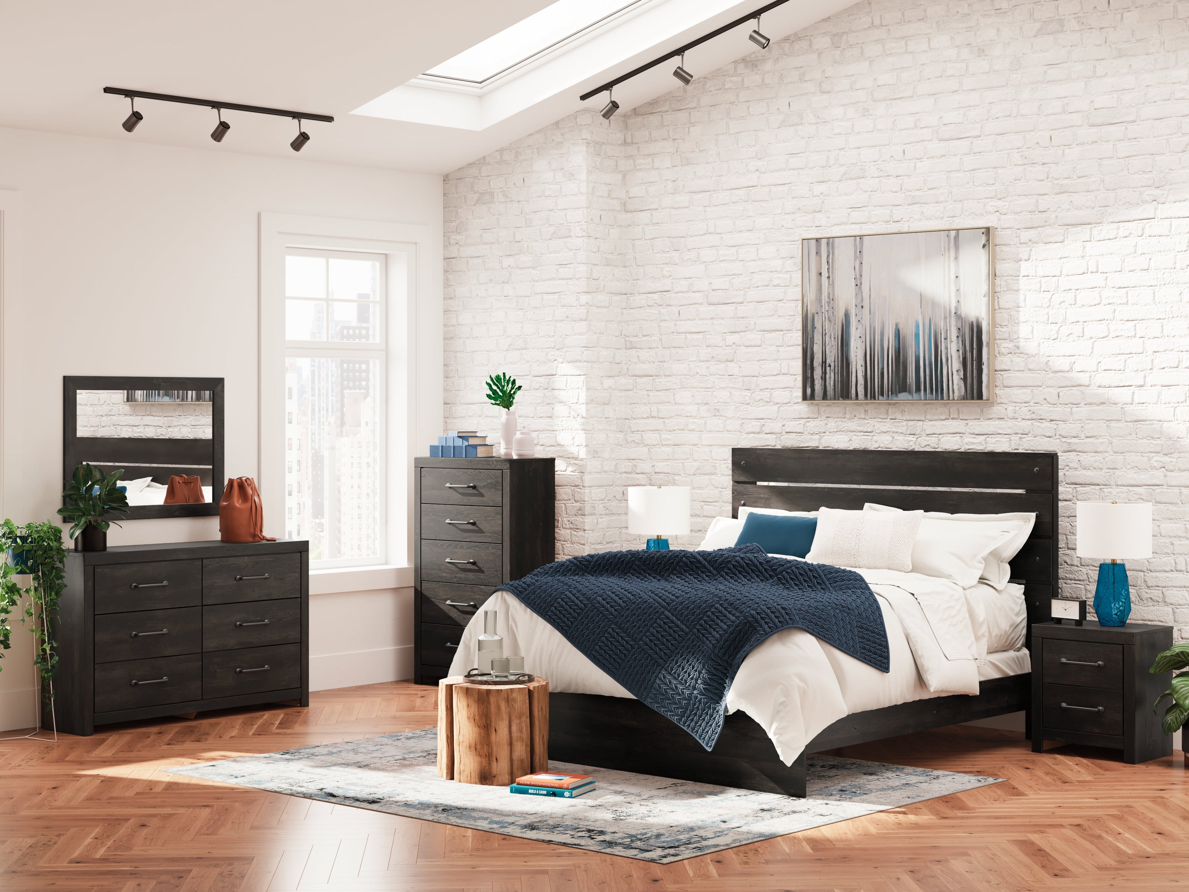 Hollivern Dark Gray King Panel Bed