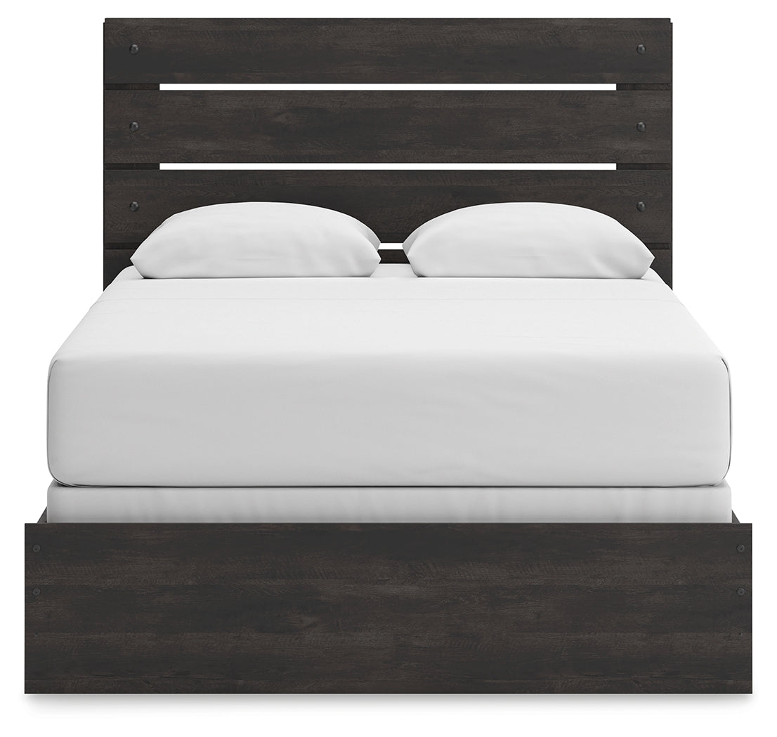Hollivern Dark Gray Queen Panel Bed, Dresser and Mirror