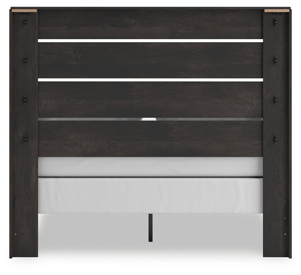 Hollivern Dark Gray Queen Panel Bed, Dresser and Mirror