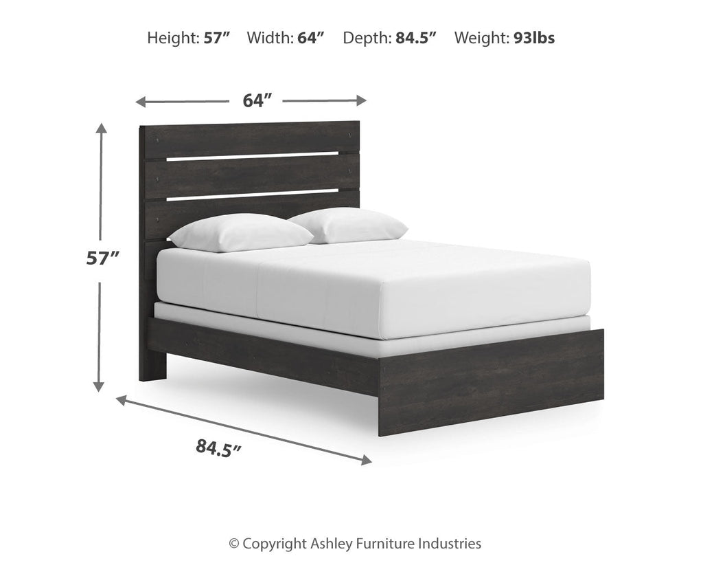 Hollivern Dark Gray Queen Panel Bed, Dresser and Mirror