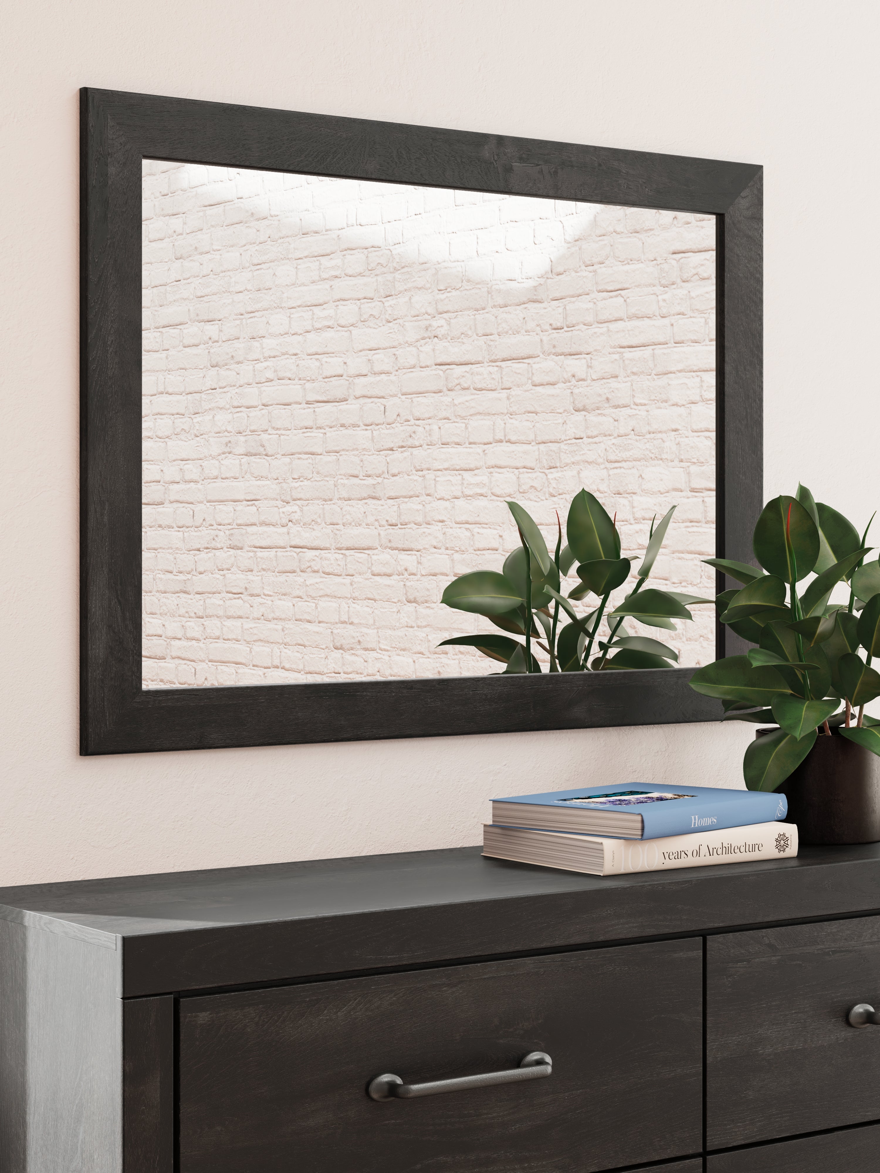 Hollivern Dark Gray Queen Panel Bed, Dresser and Mirror