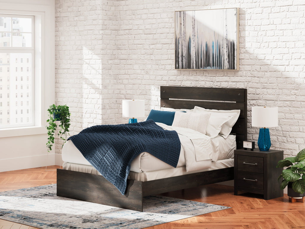 Hollivern Dark Gray Queen Panel Bed, Dresser and Mirror