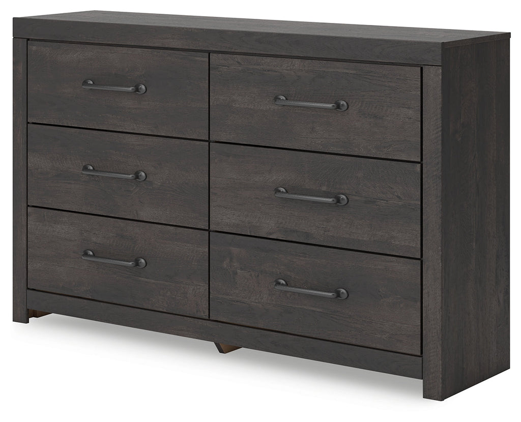 Hollivern Dark Gray Six Drawer Dresser