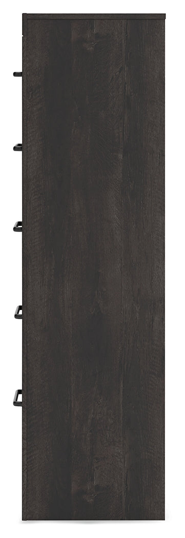 Hollivern Twin Panel Storage Bed, Dresser, Mirror and Chest, Dark Gray