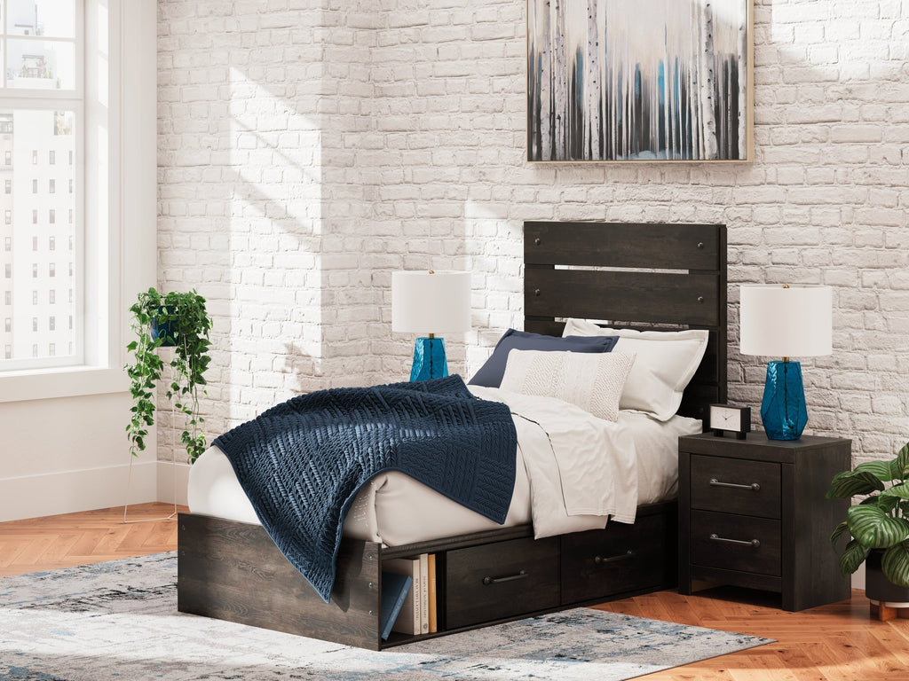Hollivern Dark Gray Twin Panel Storage Youth Bed
