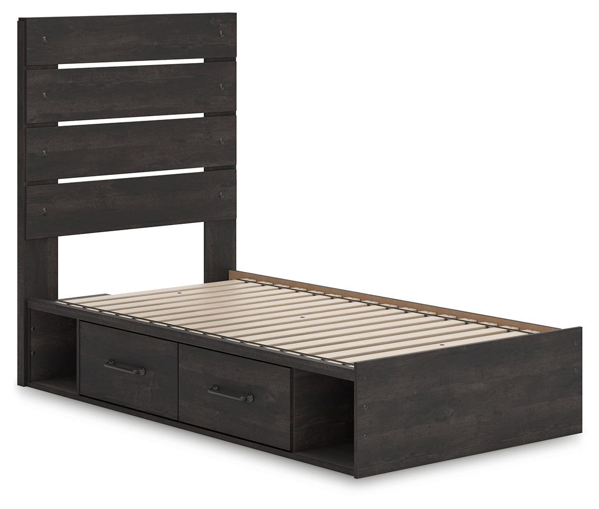 Hollivern Dark Gray Twin Panel Storage Youth Bed