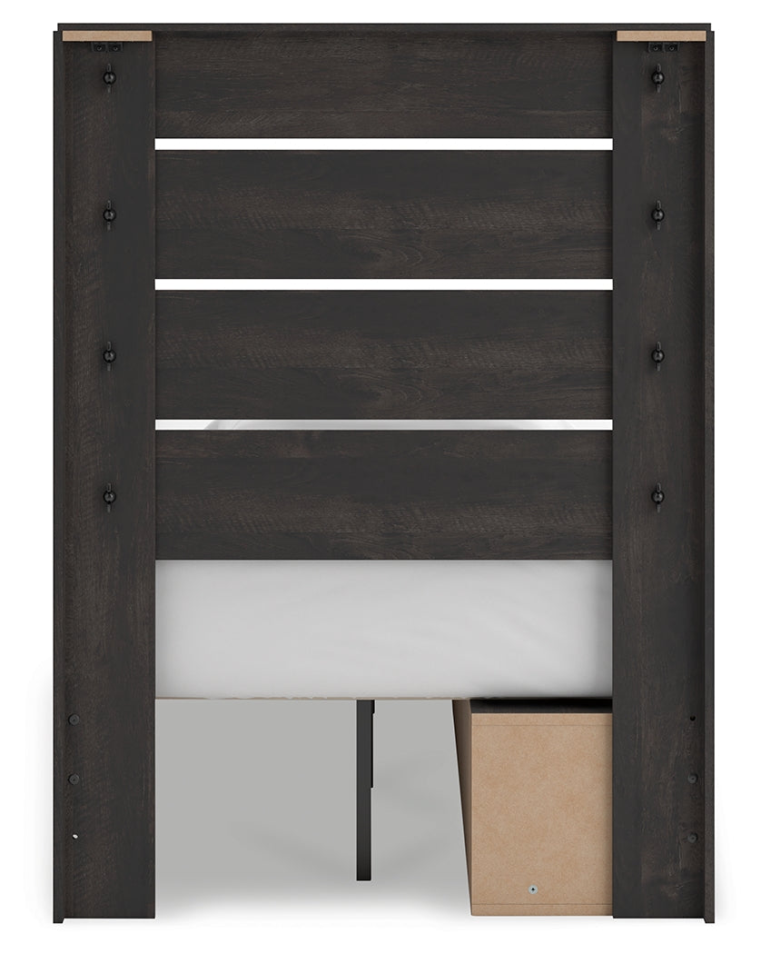 Hollivern Dark Gray Twin Panel Storage Youth Bed