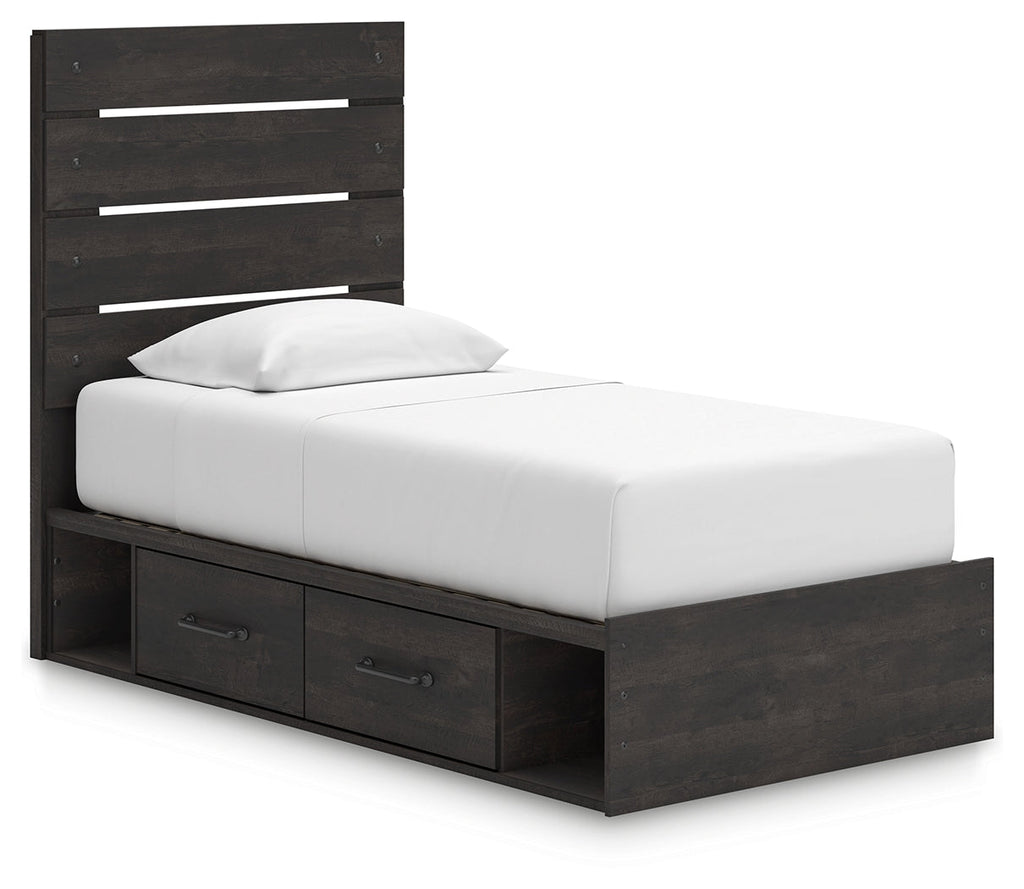 Hollivern Dark Gray Twin Panel Youth Bed w/Storage