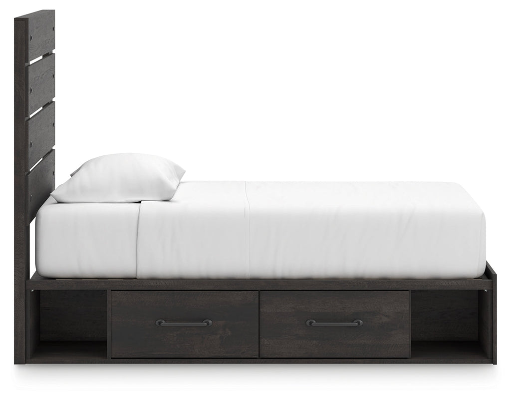Hollivern Dark Gray Twin Panel Youth Bed w/Storage
