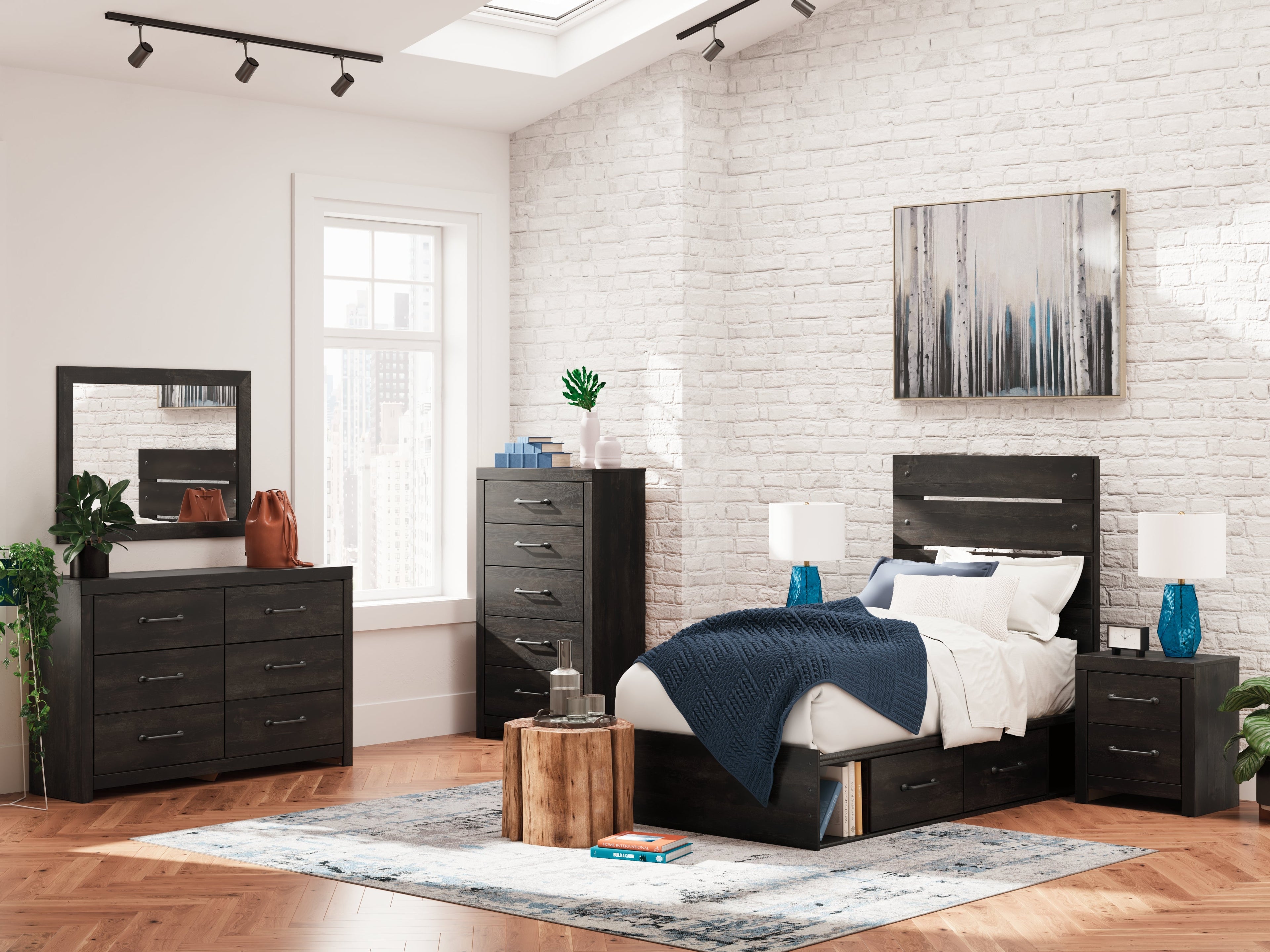 Hollivern Dark Gray Twin Panel Youth Bed w/Storage