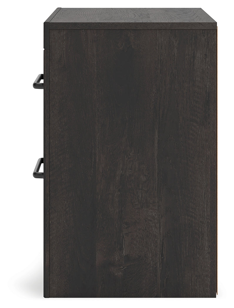 Hollivern Dark Gray Two Drawer Nightstand
