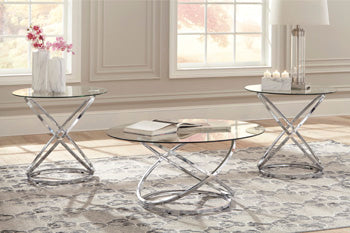 Hollynyx Chrome & Glass Coffee Table Set (3pc)