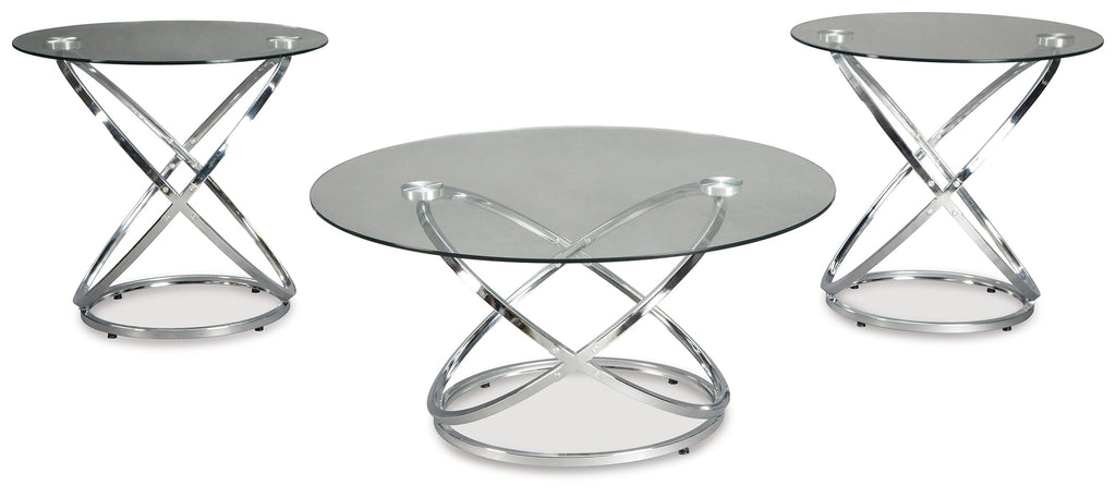 Hollynyx Chrome & Glass Coffee Table Set (3pc)