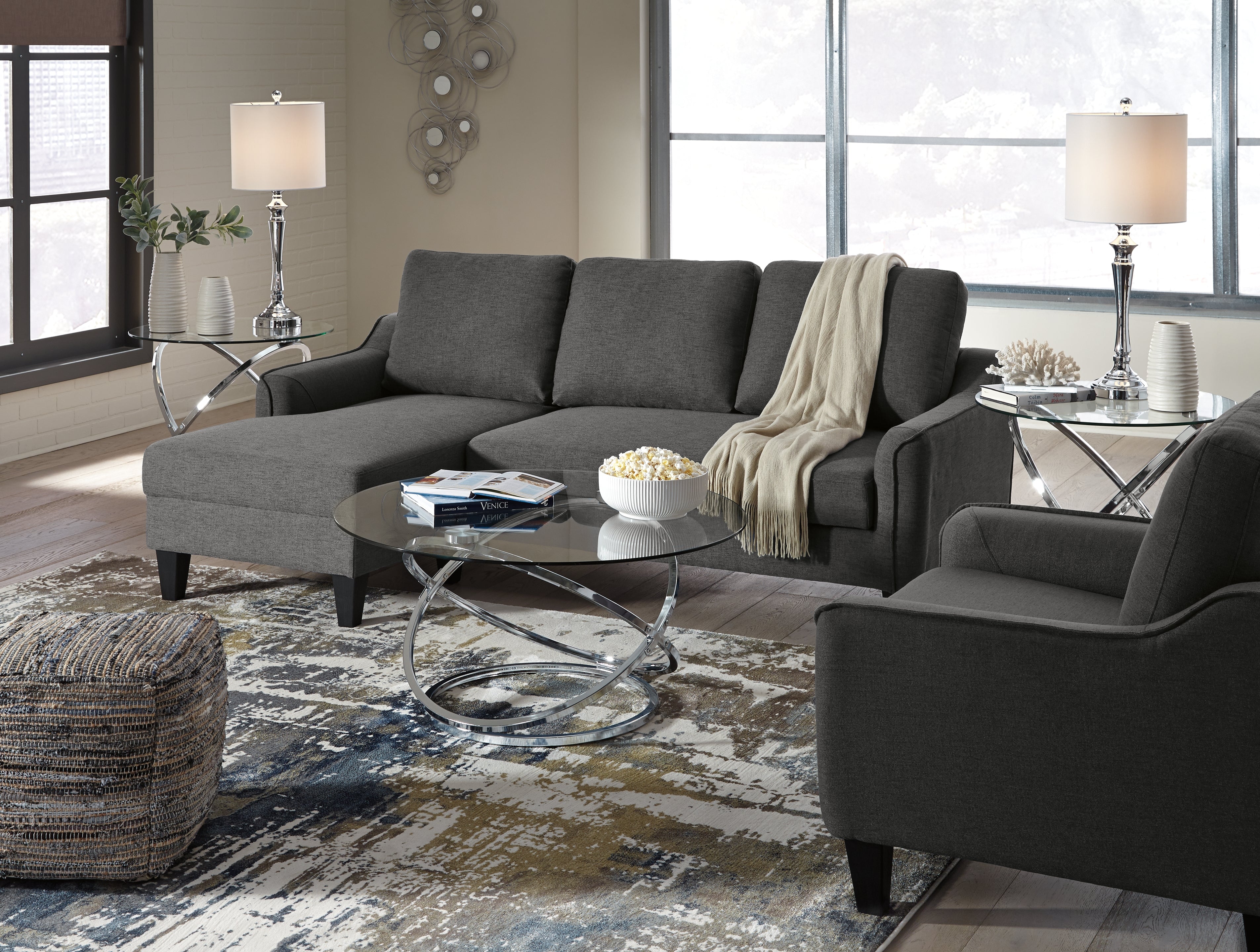 Hollynyx Chrome & Glass Coffee Table Set (3pc)