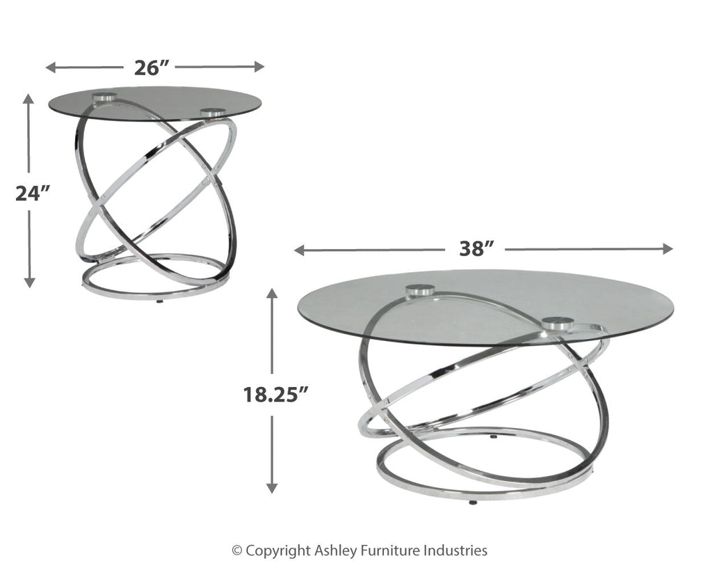 Hollynyx Chrome & Glass Coffee Table Set (3pc)