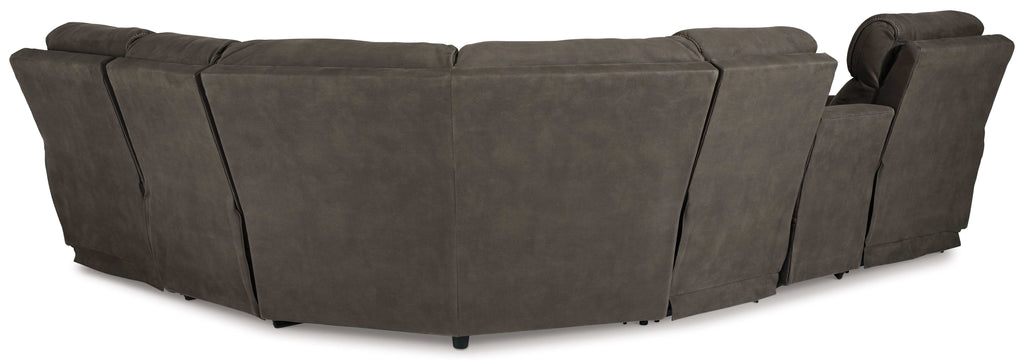 Hoopster Gunmetal 6pc Power Reclining Sectional w/ Touchscreen Console