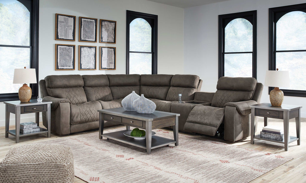 Hoopster Gunmetal 6pc Power Reclining Sectional w/ Touchscreen Console