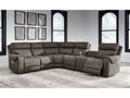 Hoopster Gunmetal 6pc Power Reclining Sectional w/ Touchscreen Console