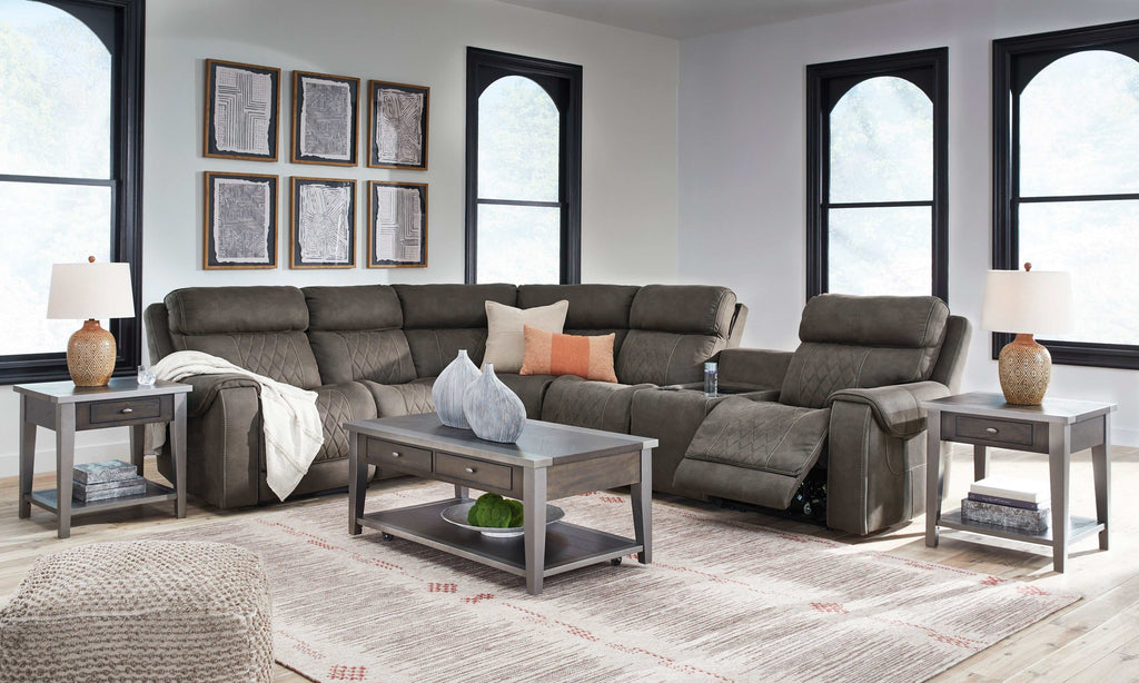 Hoopster Gunmetal 6pc Power Reclining Sectional w/ Touchscreen Console