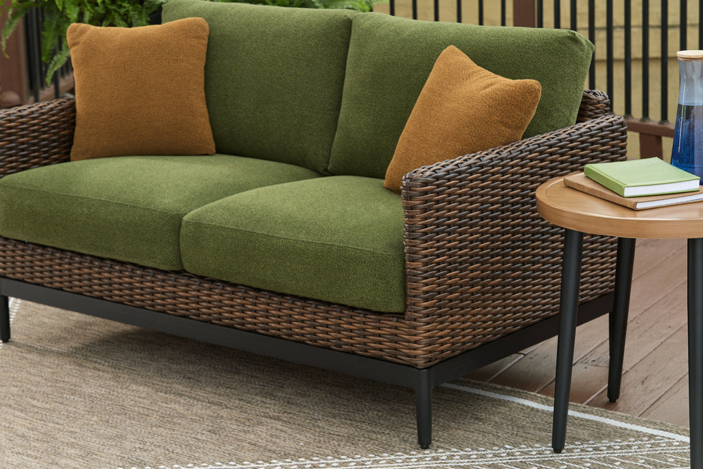 Horizon Hall Brown/Green Loveseat w/Cushion