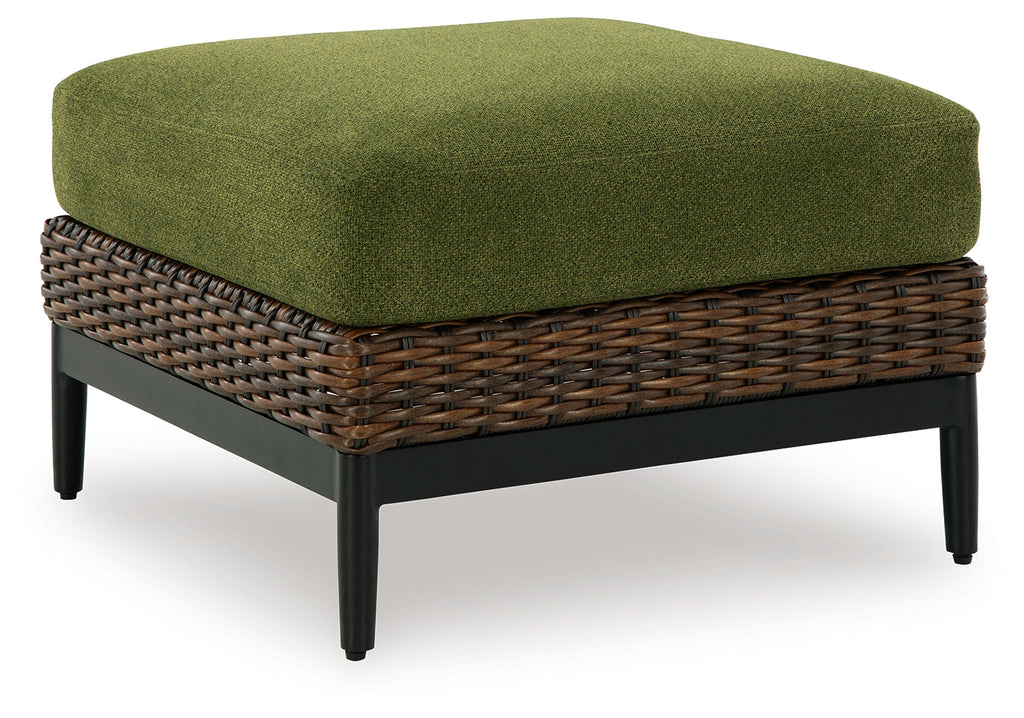 Horizon Hall Brown/Green Ottoman with Cushion